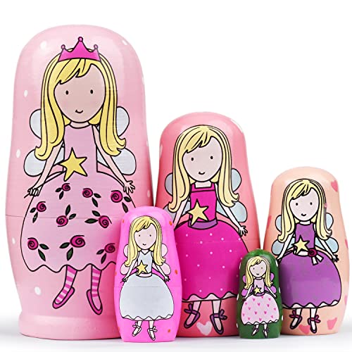 GRPSKCOS Nesting Dolls Valentines Day Gifts for Kids Birthday Cute Angel Girls Stacking Russian Matryoshka Dolls Toys Set of 502 Angel - Image 1