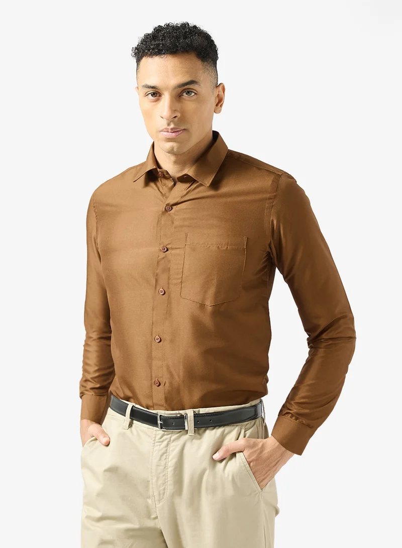 Robert Wood Bio-Wash Solid Cotton Shirt