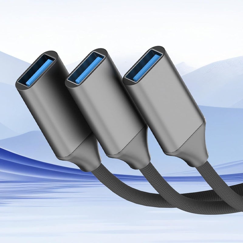 كابل USB بثلاثة منافذ لتوسيع الاتصالات، خيط ملتوي، سهل التركيب، مثالي للوحدات الخارجية والطابعات والمحولات - Image 5