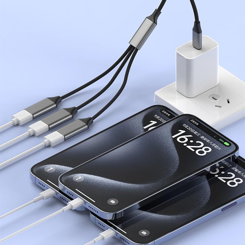 كابل USB بثلاثة منافذ لتوسيع الاتصالات، خيط ملتوي، سهل التركيب، مثالي للوحدات الخارجية والطابعات والمحولات - Image 2