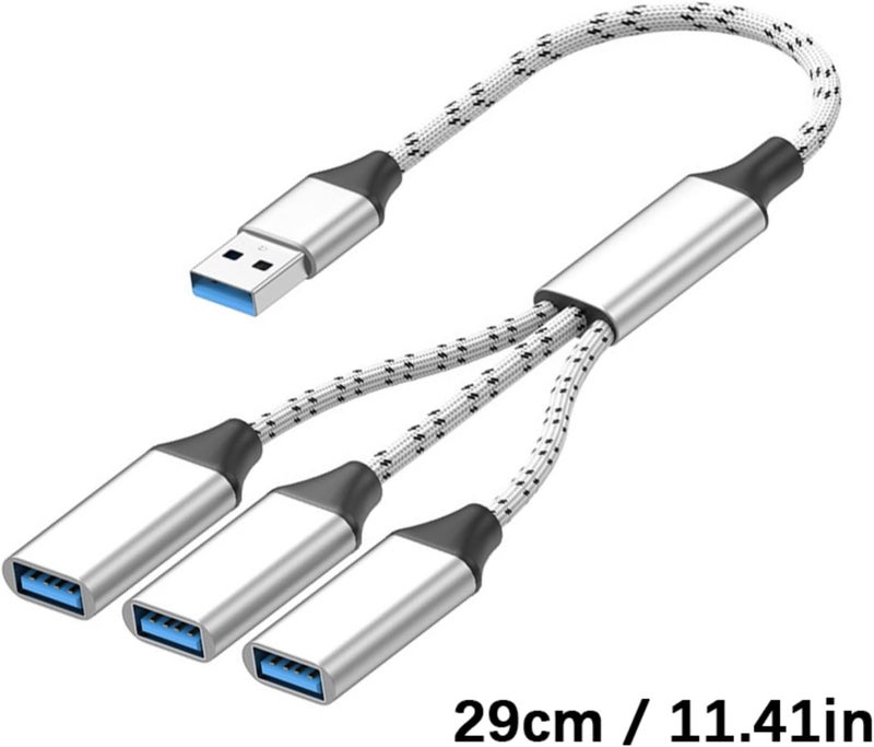 كابل USB بثلاثة منافذ لتوسيع الاتصالات، خيط ملتوي، سهل التركيب، مثالي للوحدات الخارجية والطابعات والمحولات - Image 3