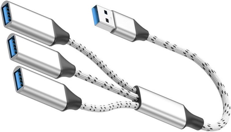 كابل USB بثلاثة منافذ لتوسيع الاتصالات، خيط ملتوي، سهل التركيب، مثالي للوحدات الخارجية والطابعات والمحولات - Image 4