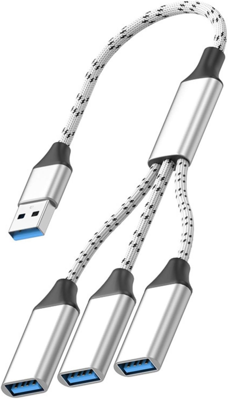 كابل USB بثلاثة منافذ لتوسيع الاتصالات، خيط ملتوي، سهل التركيب، مثالي للوحدات الخارجية والطابعات والمحولات - Image 1