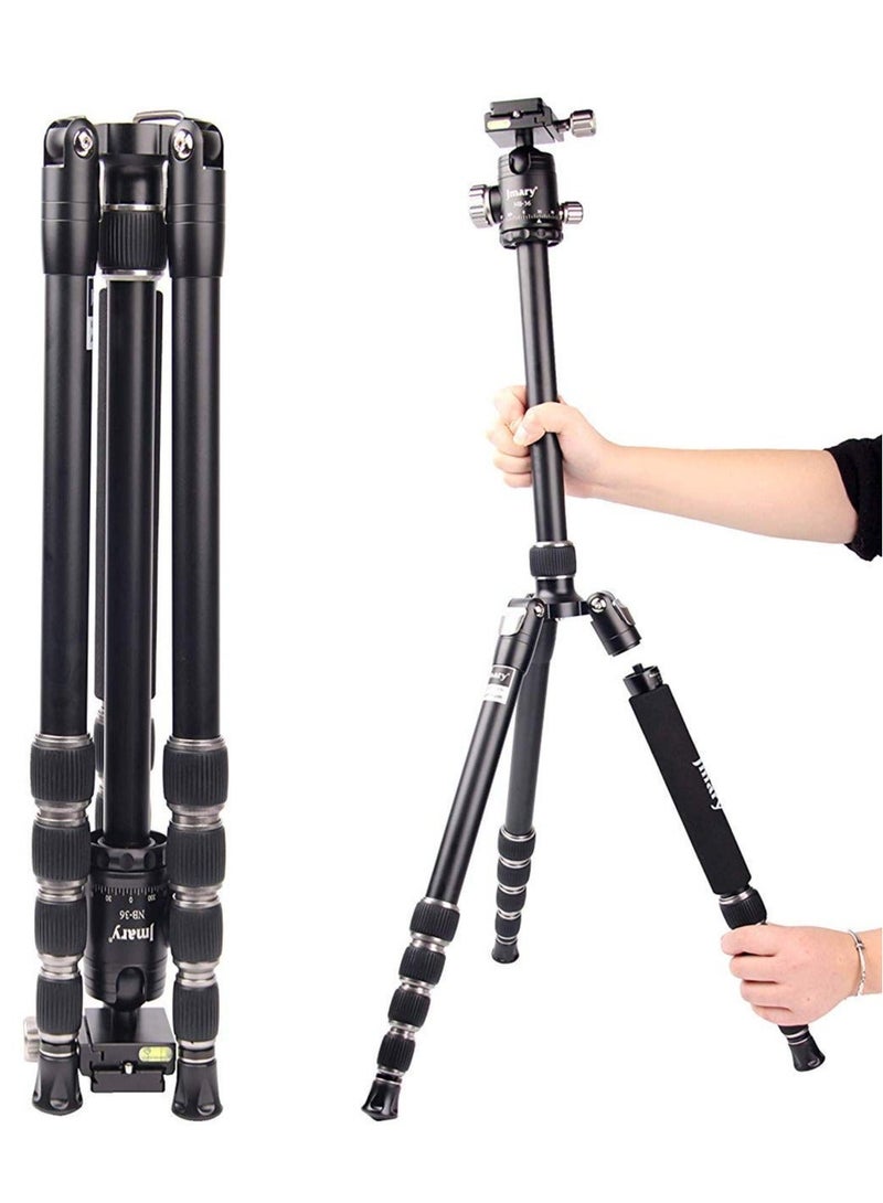 Jmary Techlife KT225+NB36-5 Feet Height Aluminium Alloy Professional Tripod and Monopod for All DSLR Cameras - Black - Image 1