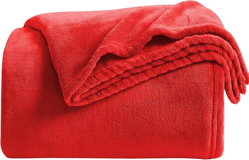 KMUSET Super Soft Throw Blanket Premium Silky Flannel Fleece Twin Red Microfiber Lightweight Blanket All Season Use - Image 5