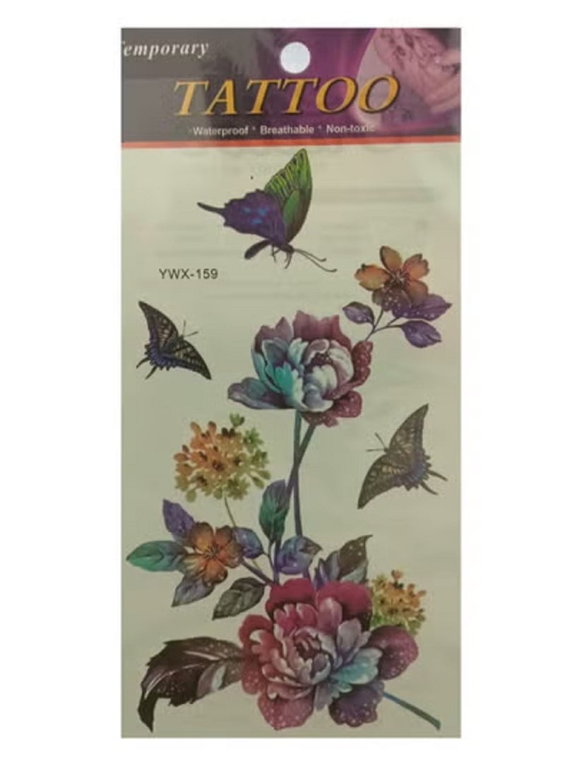 تاتو موقت شكل فراشه وورود بتصميم جميل - Image 2