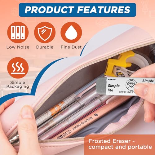 Foycow 4 - Pack Sand Erasers - Frosted Erasers for Pens, Fountain Pens, and Ink - Special School and Office Supplies for Correction - Colored Pencil and Ink Eraser - Image 4