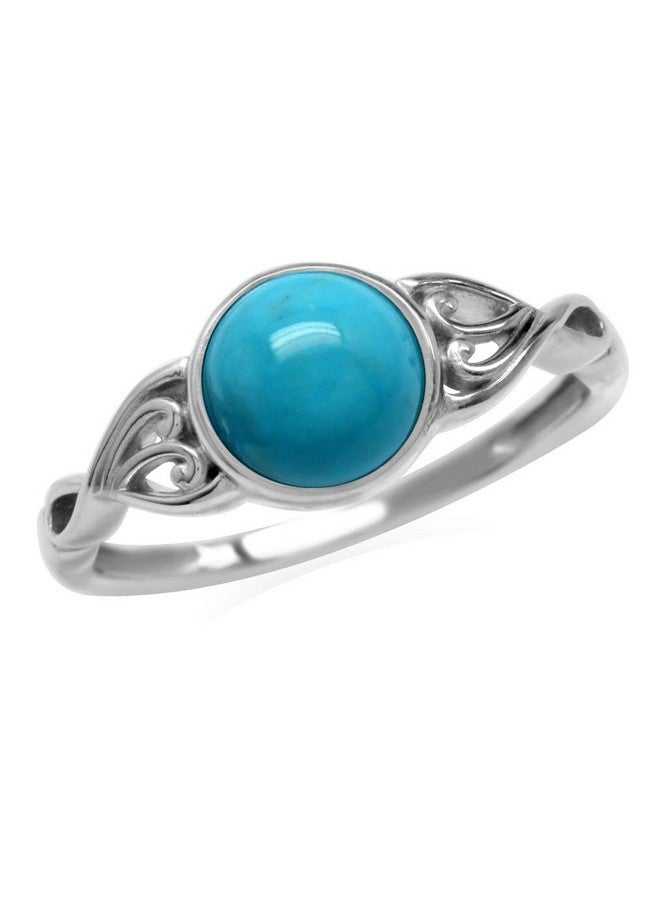 Silvershake 7Mm Genuine Arizona American Turquoise 925 Sterling Silver Victorian Style Solitaire Ring Jewelry For Women Size 7 - Image 1
