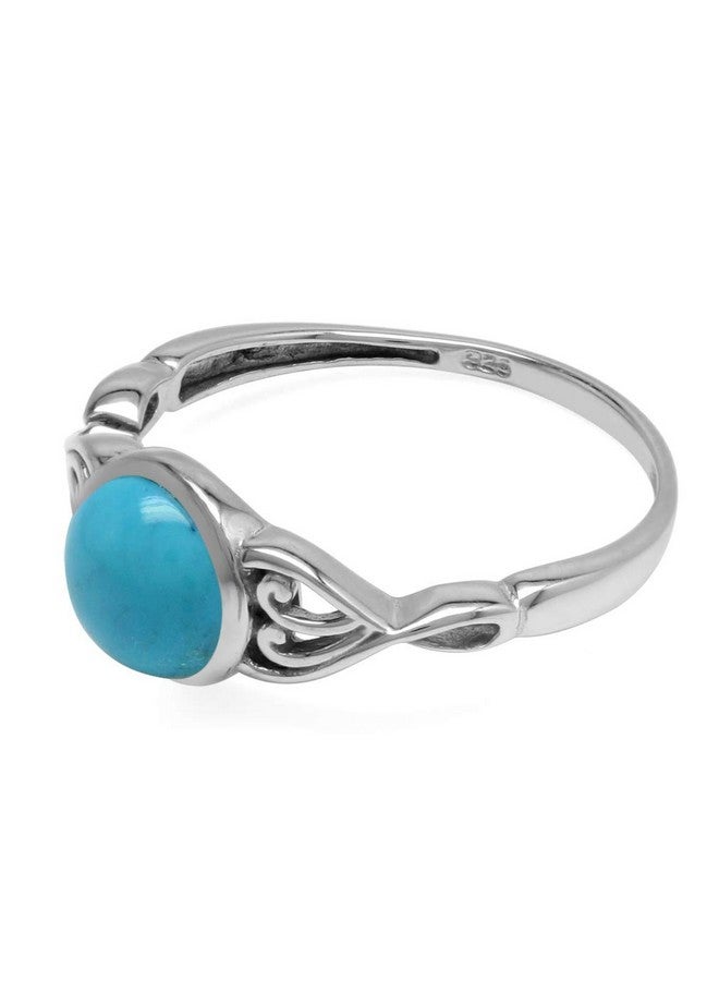 Silvershake 7Mm Genuine Arizona American Turquoise 925 Sterling Silver Victorian Style Solitaire Ring Jewelry For Women Size 7 - Image 4