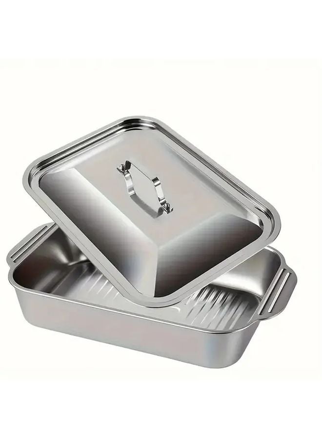 2 Piece Heavy Duty Commercial Baking Tray Lid Thickened 410 Stainless Steel Non Stick - Image 1
