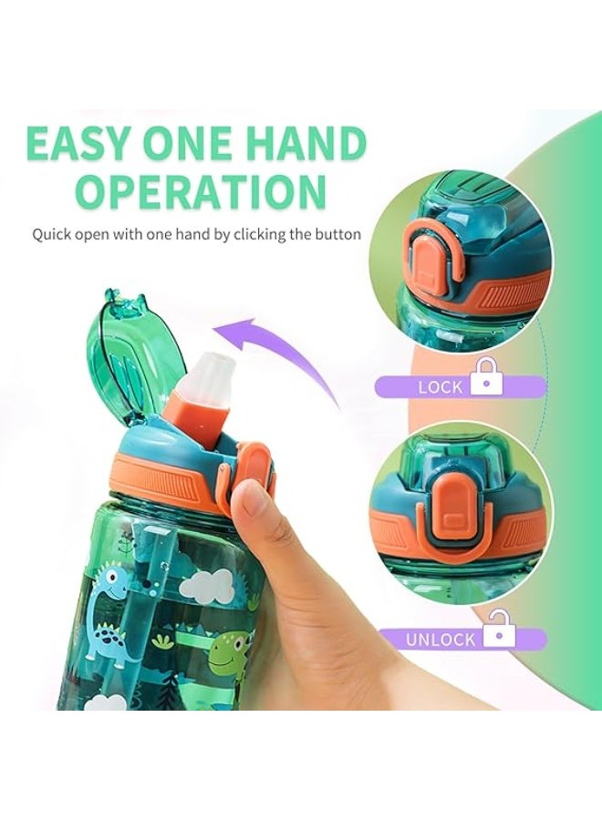 Whale Kids Water Bottle with Straw 600ml Leakproof BPA Free Tritan Sports Bottle for School, Toddler Drinking Bottle with Handle for Boys Girls (Blue) - Image 2