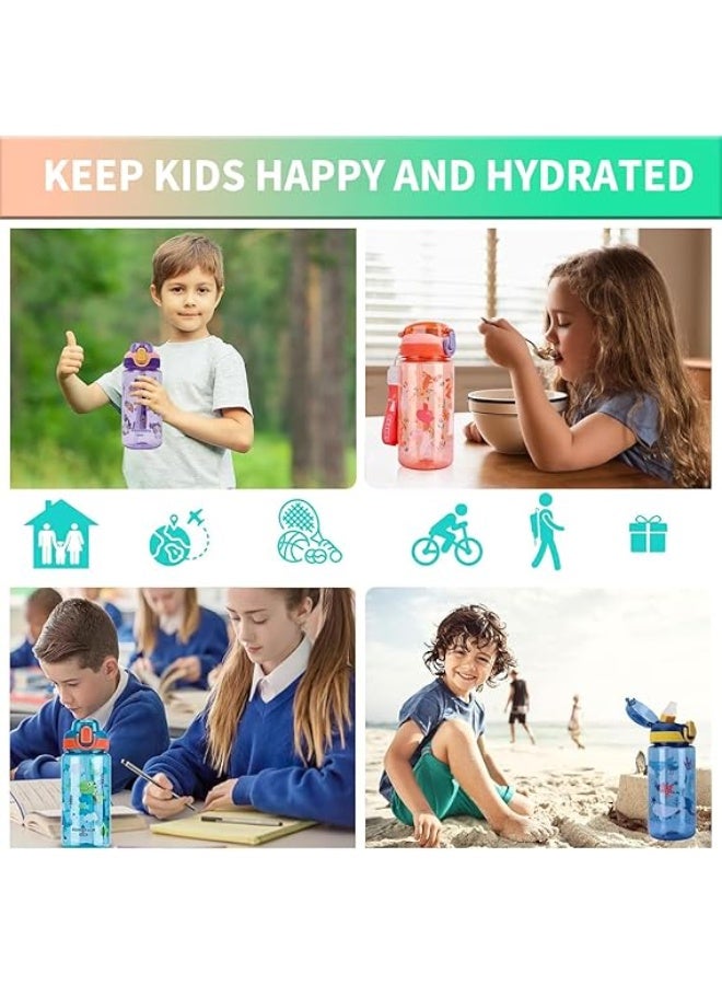 Whale Kids Water Bottle with Straw 600ml Leakproof BPA Free Tritan Sports Bottle for School, Toddler Drinking Bottle with Handle for Boys Girls (Blue) - Image 3