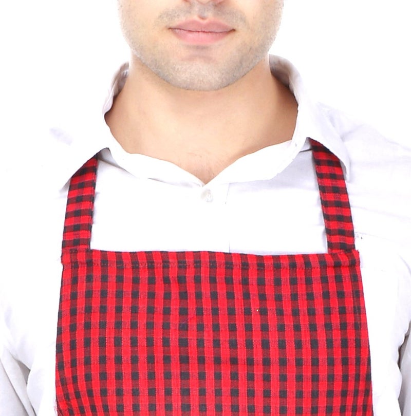 Switchon Red and Black checks Cotton and Polyester Kitchen apron - Image 2