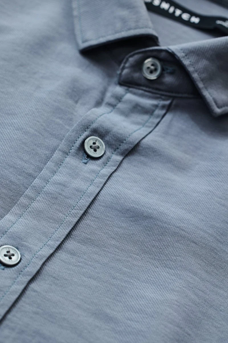 SNITCH Grey Solid Long Sleeve Slim Fit Shirt