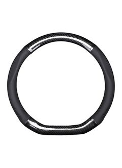 Rightsure Car Steering Wheel Cover, Carbon Fiber Leather Car Steering Wheel Cover, Ultra-Thin Non-Slip, Breathable, Wear-Resistan, Long 38cm/15 Inches 4 Seasons Universal (Black)  - Image 1