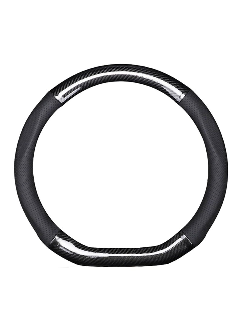 Rightsure Car Steering Wheel Cover, Carbon Fiber Leather Car Steering Wheel Cover, Ultra-Thin Non-Slip, Breathable, Wear-Resistan, Long 38cm/15 Inches 4 Seasons Universal (Black)  - Image 1
