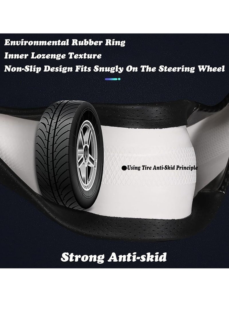 Rightsure Car Steering Wheel Cover, Carbon Fiber Leather Car Steering Wheel Cover, Ultra-Thin Non-Slip, Breathable, Wear-Resistan, Long 38cm/15 Inches 4 Seasons Universal (Black)  - Image 4