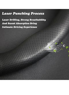 Rightsure Car Steering Wheel Cover, Carbon Fiber Leather Car Steering Wheel Cover, Ultra-Thin Non-Slip, Breathable, Wear-Resistan, Long 38cm/15 Inches 4 Seasons Universal (Black)  - Image 3