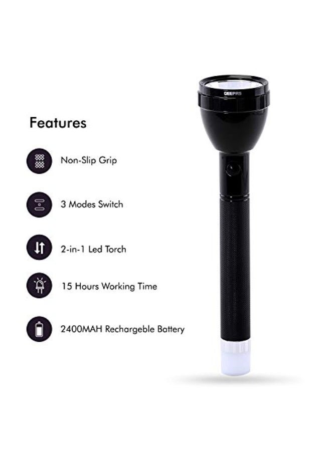 فلاش ضوئي LED قابل لإعادة الشحن GFL4687 - بطارية بسعة 2400 مللي أمبير تدوم 7 ساعات | فلاش ضوئي مريح في الجيب مدى بعيد | ضمان لمدة عامين - Image 2