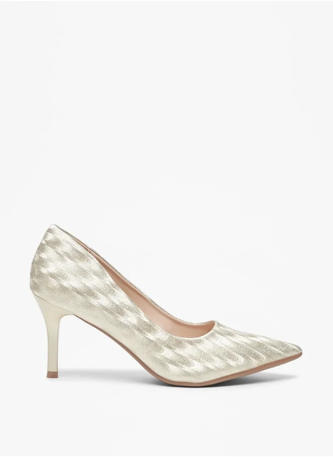 Flora Bella Women's Textured Slip-On Pumps with Stiletto Heels