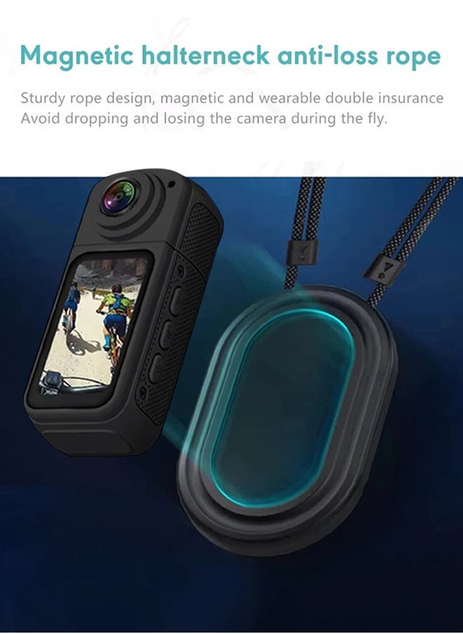 Generic 2.7K HD mini sports camera, new 180° rotating multi-angle outdoor camera, 1.47 HD magnetic camcorder, portable thumb camera with 32GB memory card, WIFI camera for vlog recording, cycling, travel, sports DV  - Image 4
