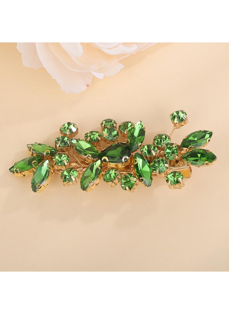 BERYUAN - Teardrop Crystal Rhinestone Hair Clips Women Wedding Rhinestone Hair Clips Rhinesotne Crystal Handmade Wedding Headpiece for Women green - Image 1