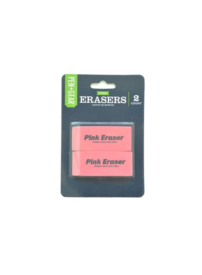 PenGear Pen + Gear Smudge-Proof Pink Erasers 2 Count - Image 1