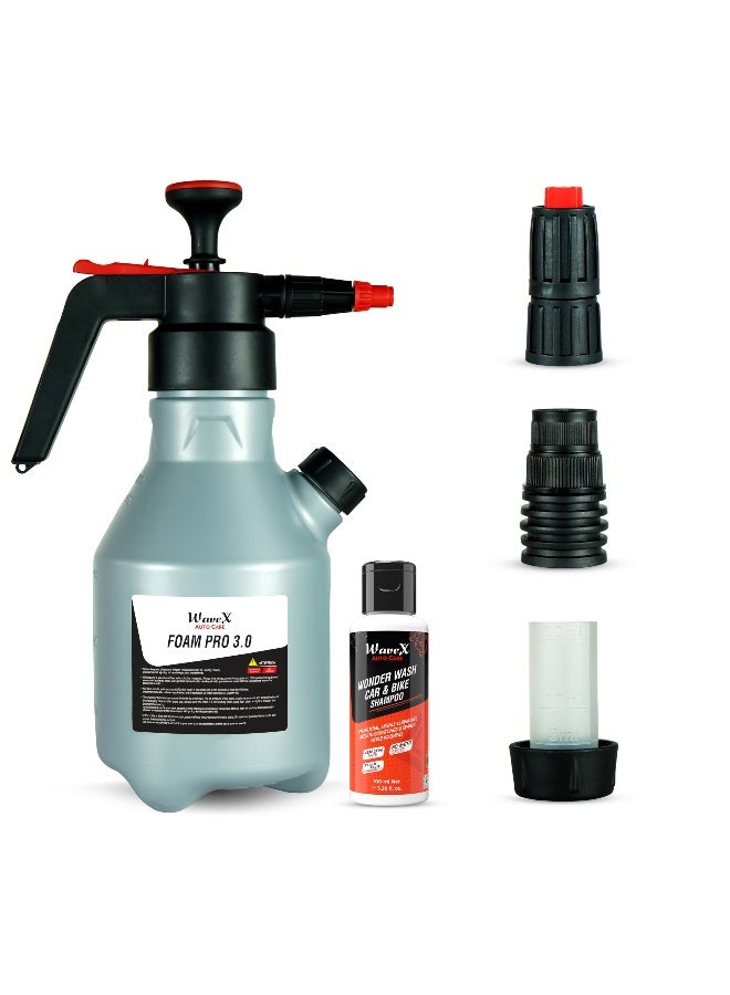 Generic Wavex Foam Sprayer for Car Bike Foam Pro 30 with Additional Cap 3 Nozzles Free Shampoo Portable Car Wash No Electricity Required Generates Long Lasting Thick Foam Spray 