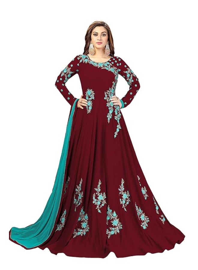 TRENDMALLS 3XL طقم أناركالي كورتا مطرز من قماش جورجيت للنساء من تريندمالز مع دوباتا - Image 1