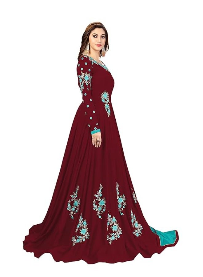 TRENDMALLS 3XL طقم أناركالي كورتا مطرز من قماش جورجيت للنساء من تريندمالز مع دوباتا - Image 2