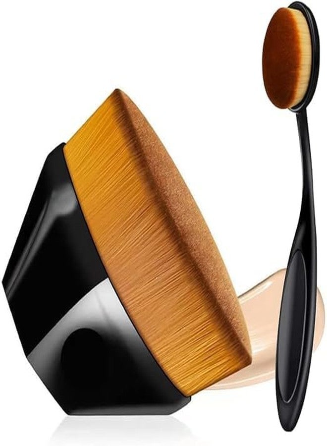 LOVHIDE 2 Pcs Liquid Makeup Foundation Face Brush | Blending Brush for Blending Liquid Cream Flawless Powder Cosmetics Buffing (Blush & Oval Makeup Brush) - Image 1