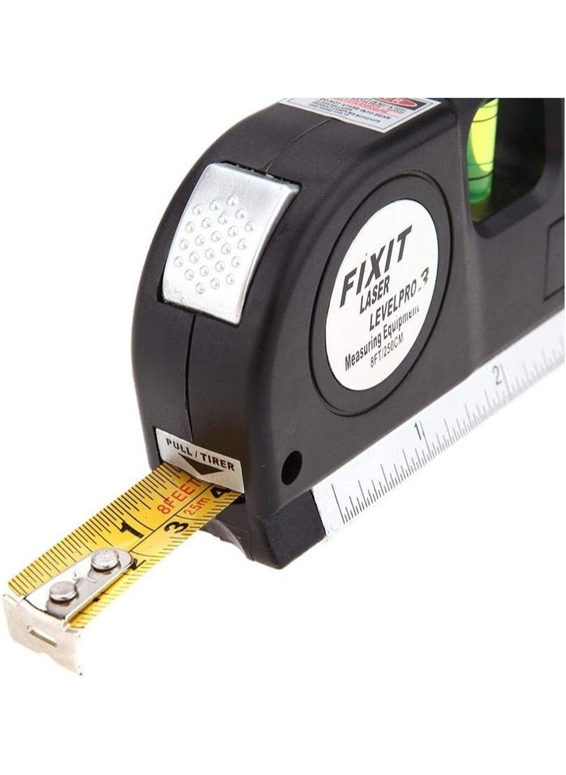 ماركة غير محددة أداة قياس متعددة الأغراض Fixit Laser Level Pro 3 مع شريط بطول 8 أقدام  - Image 2