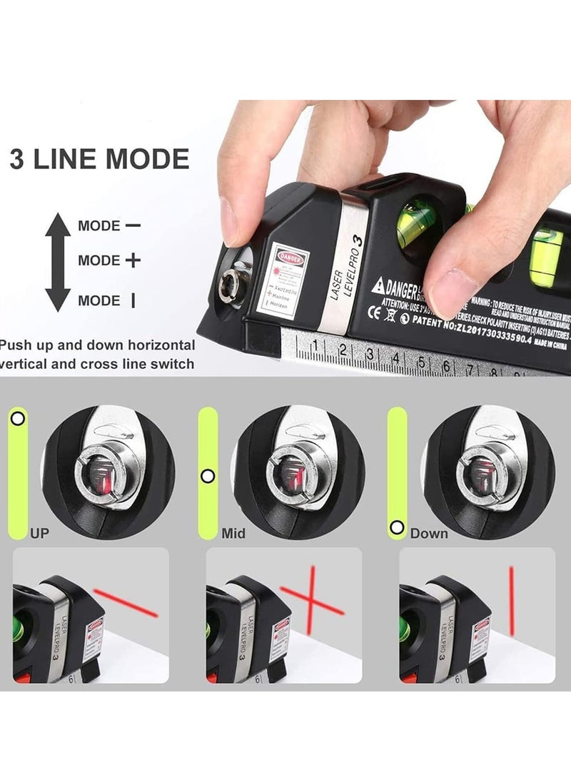 ماركة غير محددة أداة قياس متعددة الأغراض Fixit Laser Level Pro 3 مع شريط بطول 8 أقدام  - Image 4