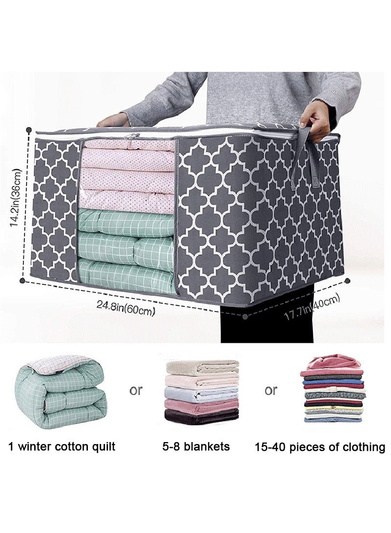 TAPIT 3 Pack Large Storage Bags Clothes Organization Storage Bags Foldable Thicken Storage Containers for Comforter, Blanket, Bedding (Grey-A)  - Image 5