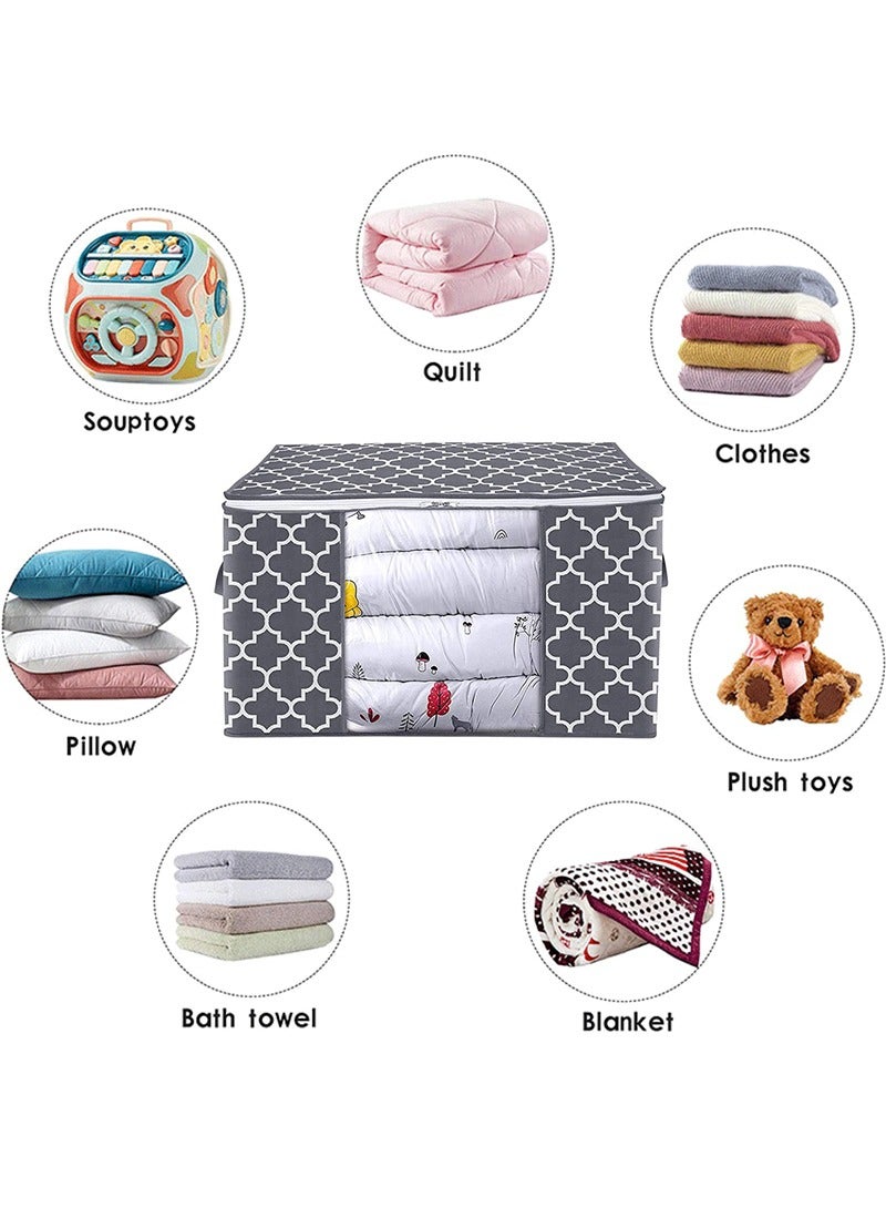 TAPIT 3 Pack Large Storage Bags Clothes Organization Storage Bags Foldable Thicken Storage Containers for Comforter, Blanket, Bedding (Grey-A)  - Image 2