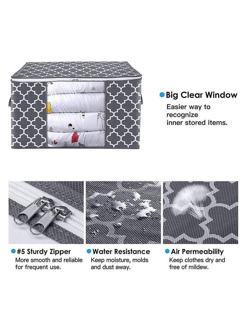 TAPIT 3 Pack Large Storage Bags Clothes Organization Storage Bags Foldable Thicken Storage Containers for Comforter, Blanket, Bedding (Grey-A)  - Image 3
