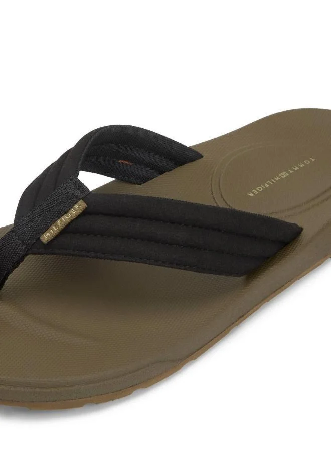 Tommy Hilfiger Black Padded Strap Contoured Footbed Flip-Flops for Men | Best Price UAE