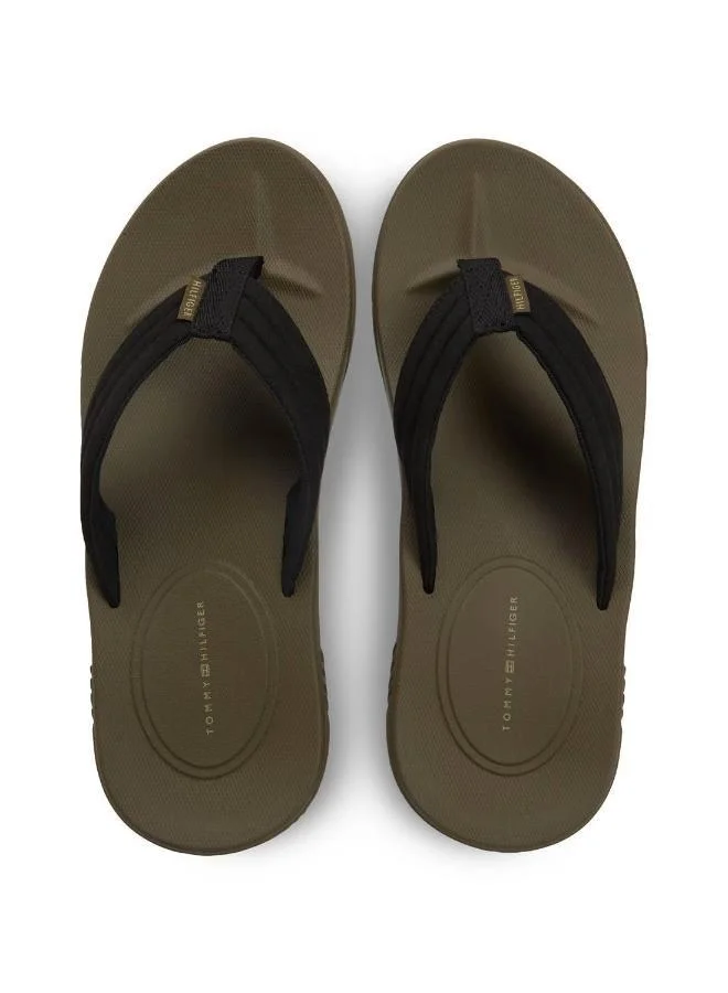 Tommy Hilfiger Black Padded Strap Contoured Footbed Flip-Flops for Men | Best Price UAE