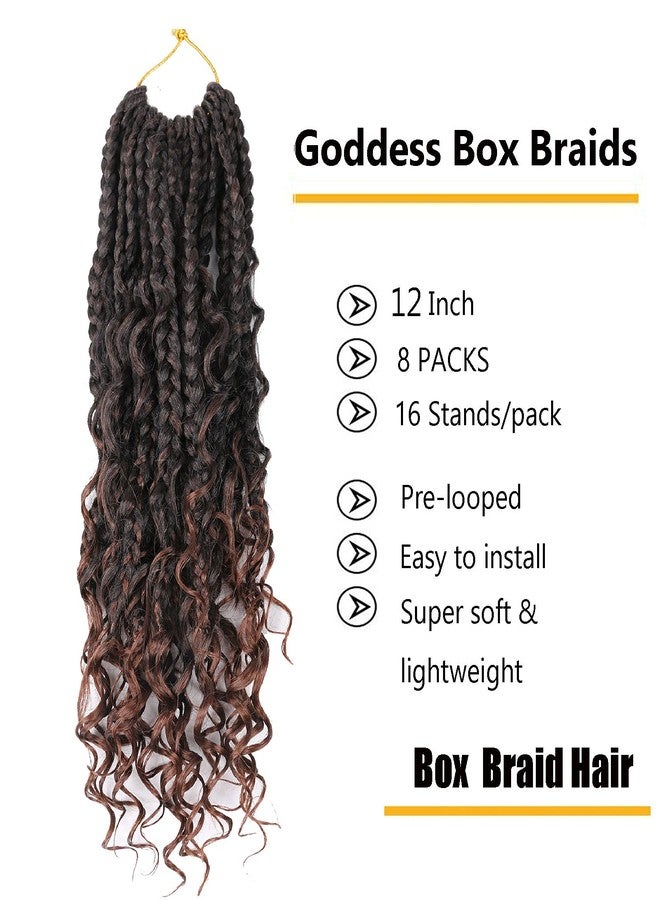 LMZIM 8 Pack Bohomian Box Braids Crochet Hair 12 Inch Crochet Box Braids Curly Ends Goddess Box Braids Crochet Hair Boho Box Braids Crochet Hair for Black Women Synthetic Hair Extensions T30 - Image 2