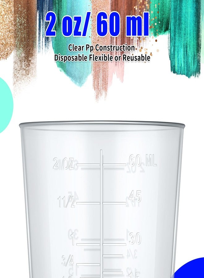 Konohan 300 Pack 2oz/60ml Plastic Mixing Cups Disposable Measuring Cups, Epoxy Bulk Clear Beaker with Graduated for Resin, Laboratory, Liquid, Acrylic Paint Art, Medicine - Image 3