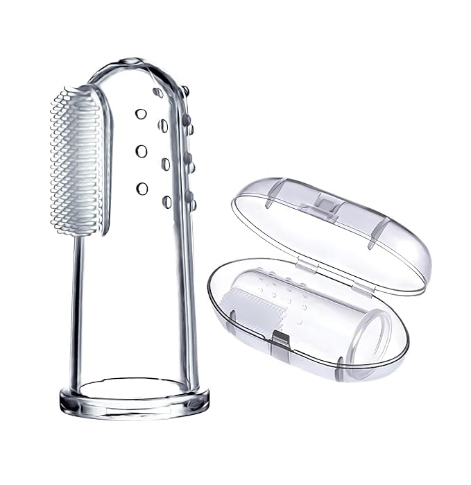 Rolypoly Baby Silicone Finger Toothbrush with case for Easy Cleaning, Massaging, and Soothing Gums, Oral Hygiene - Image 1