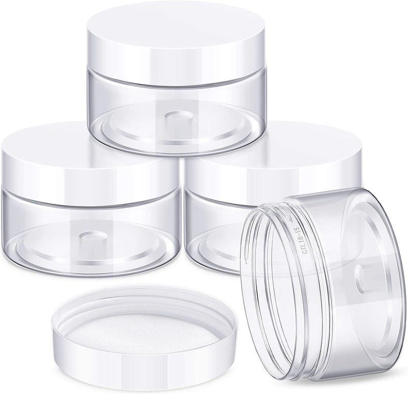 Patelai 4 Pieces Round Wide-mouth Leak Proof Plastic Container Jars with Lids for Travel Storage Makeup Beauty Products Face Creams Oils Salves Ointments DIY Making(1 Ounce,White) - Image 1
