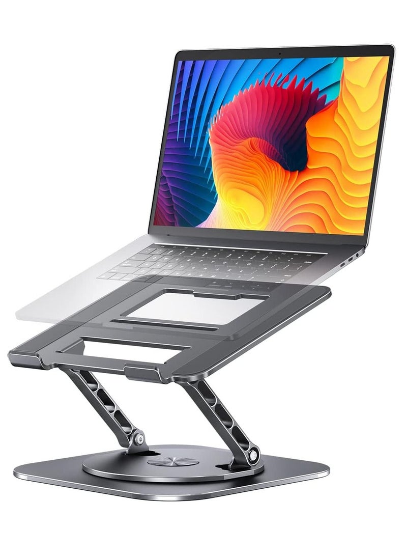 Generic - Adjustable Laptop Stand with 360 Degree Rotating Base Foldable Design Practical and Comfortable Compatible with MacBook Pro/Air Notebook up to 16 inch, Grey - Image 1