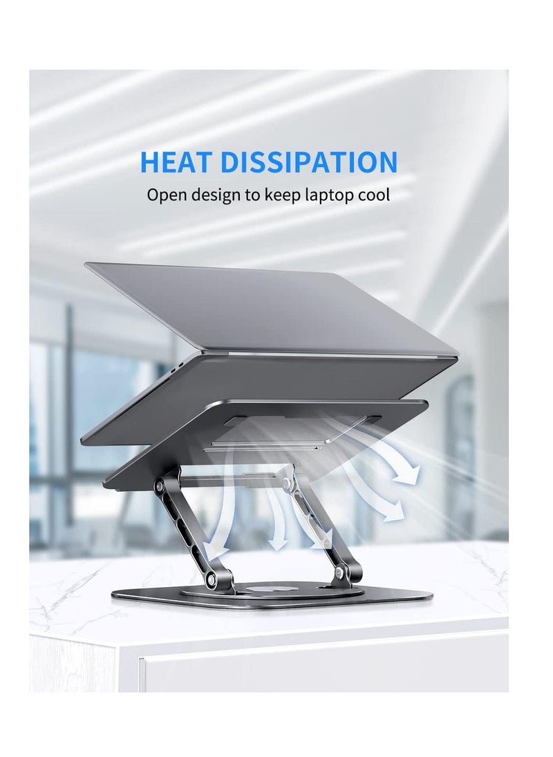 Generic - Adjustable Laptop Stand with 360 Degree Rotating Base Foldable Design Practical and Comfortable Compatible with MacBook Pro/Air Notebook up to 16 inch, Grey - Image 1