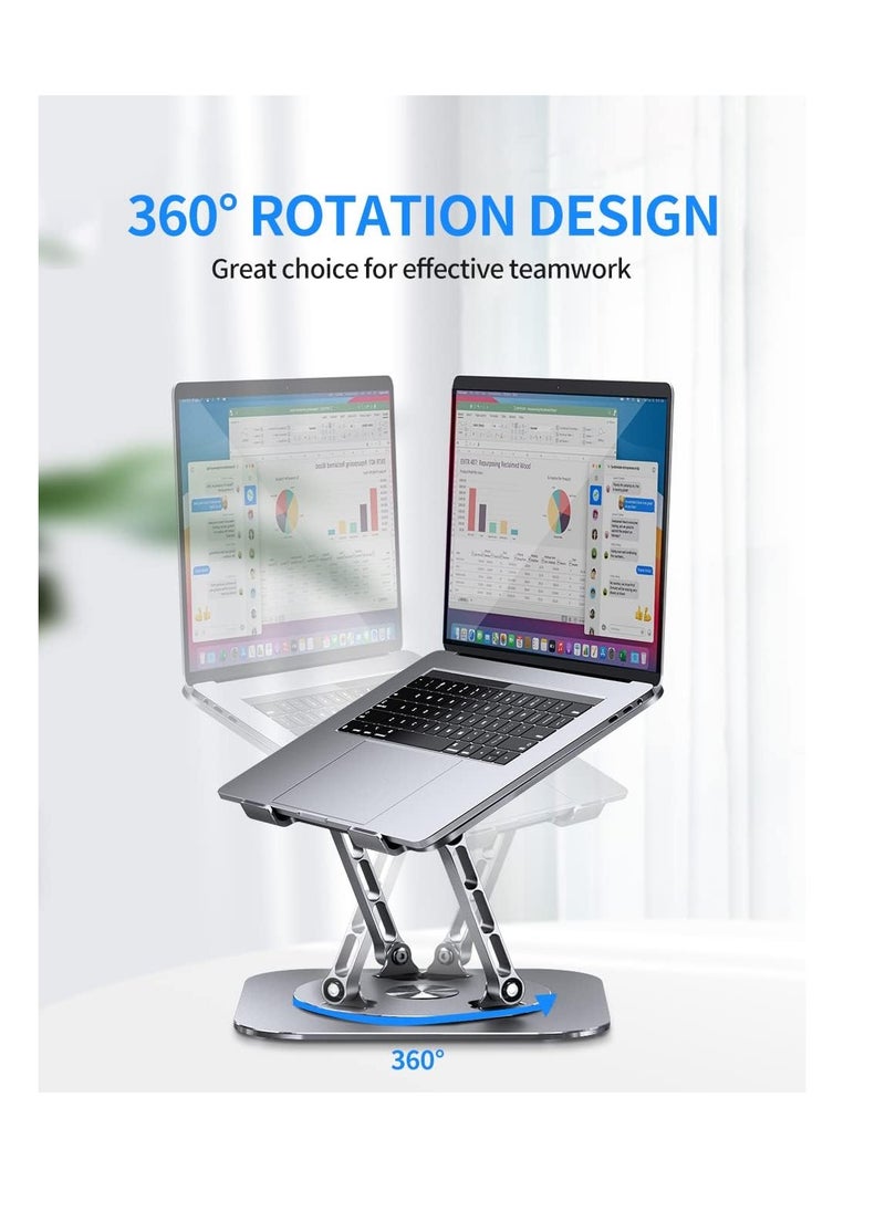 Generic - Adjustable Laptop Stand with 360 Degree Rotating Base Foldable Design Practical and Comfortable Compatible with MacBook Pro/Air Notebook up to 16 inch, Grey - Image 1