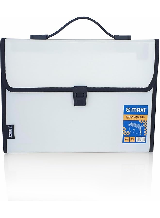 ماكسي ملف توسيع 13 شبكة مع مقبض أبيض 13 جيوب توسيع المجلدات المحمولة الأكورديون A4 منظم قابل للتوسيع - Image 1
