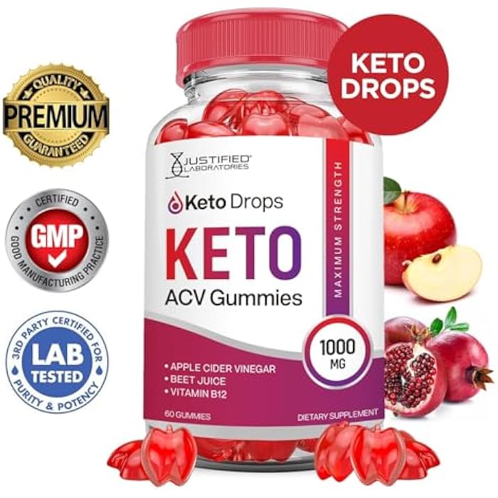 Justified Laboratories Keto Drops Keto ACV Gummies Advanced Formula 1000MG Keto Drops Keto Gummies Apple Cider Vinegar Formulated with Pomegranate Beet Juice Powder B12 Vegan Non GMO 60 Gummys - Image 3