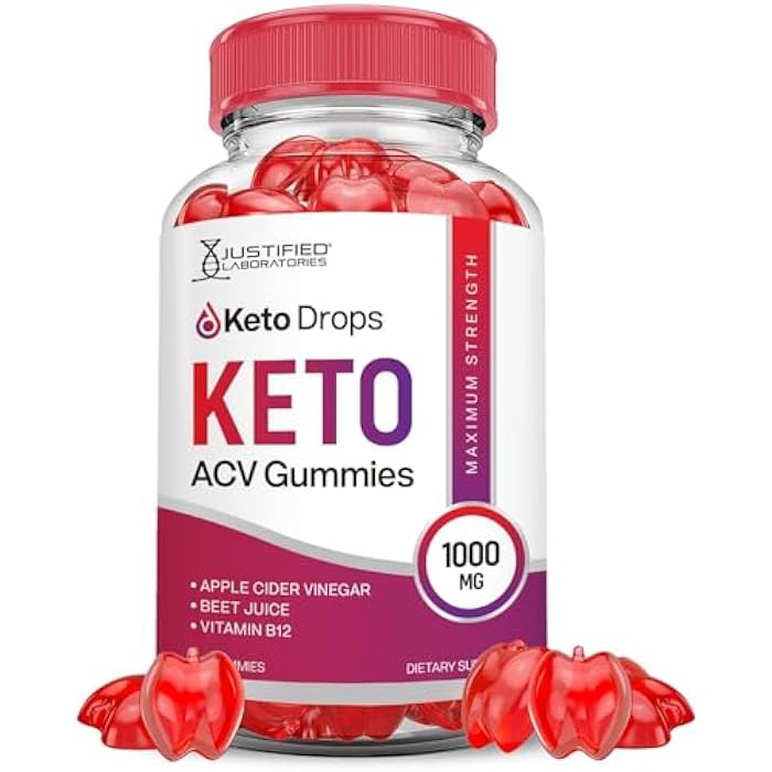 Justified Laboratories Keto Drops Keto ACV Gummies Advanced Formula 1000MG Keto Drops Keto Gummies Apple Cider Vinegar Formulated with Pomegranate Beet Juice Powder B12 Vegan Non GMO 60 Gummys - Image 1