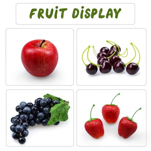 Tenorbass 16 Pcs Fake Fruits Pack, Artificial Fruits for Decoration Kitchen Home, Display Fruits for Dining Table Decor, Realistic Fake Apple Peach Oranges Grapes Pear - Image 4