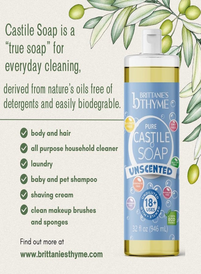Brittanie's Thyme Brittanie’s Pure Castile Liquid Soap Refill, Unscented, 32 Ounce Pack of 2 | Dish Soap, Hair & Body, Home, Gentle and Pure, Made with Natural Luxurious Oils, Vegan & Gluten Free Non-GMO - Image 3